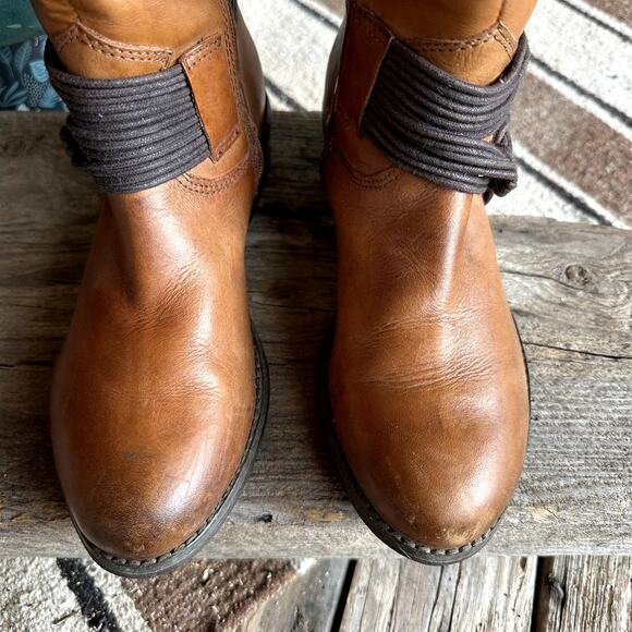 Santana Wellington Mustang Leather Mid Calf Boots Womens SZ 6 Harness Western - Picture 5 of 15